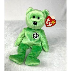 Rare! TY Beanie Baby 1998 KICKS The Soccer Bear with tag date errors